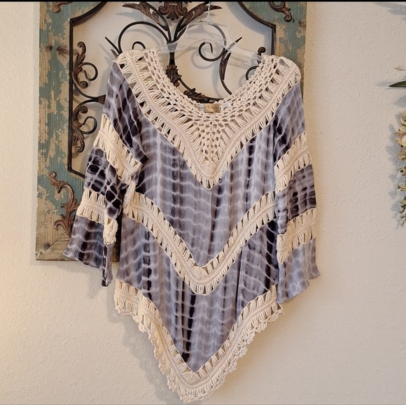 Jessica Taylor Tie-Dye Crochet Top/Swim Cover. Great Condition Size OS fits most - Picture 3 of 11